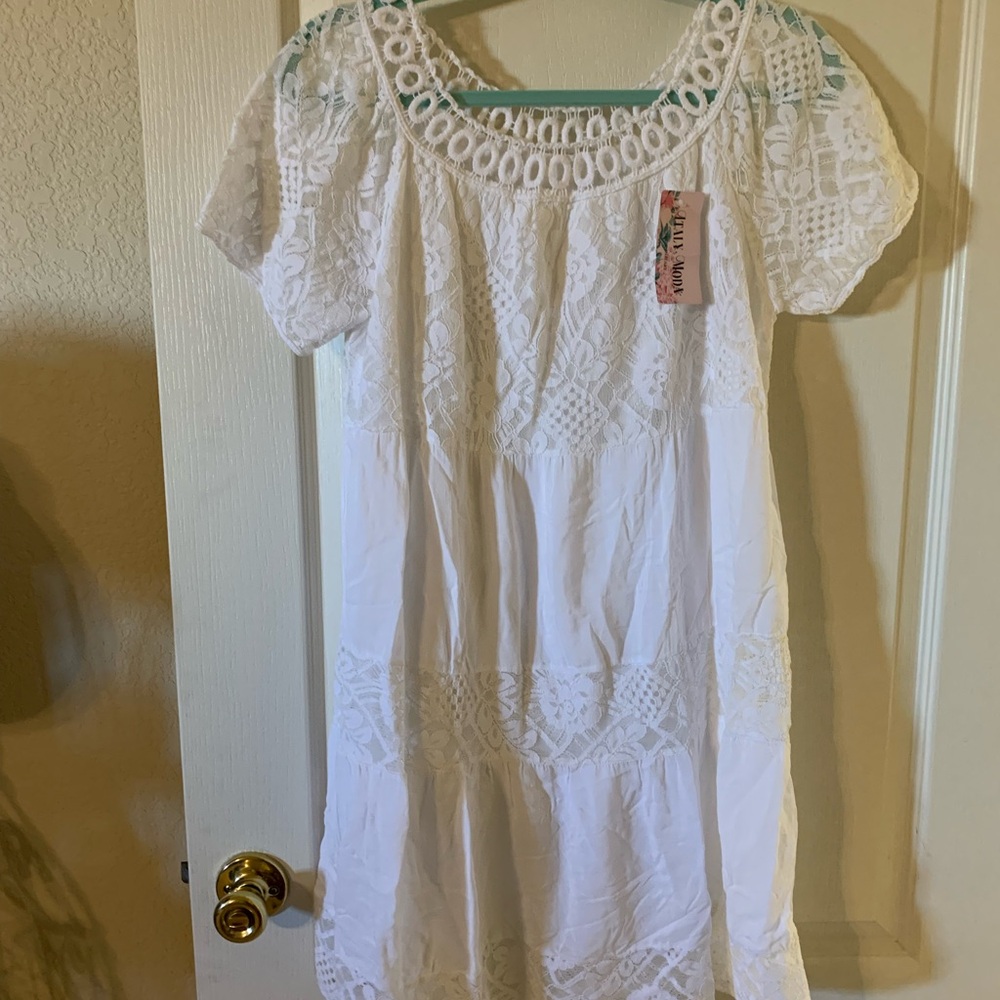 Italy Moda white eyelet, dress size medium